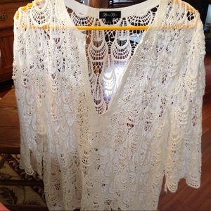 White lace Top.  Size Large