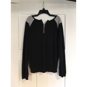 Black and gray zip-back sweater