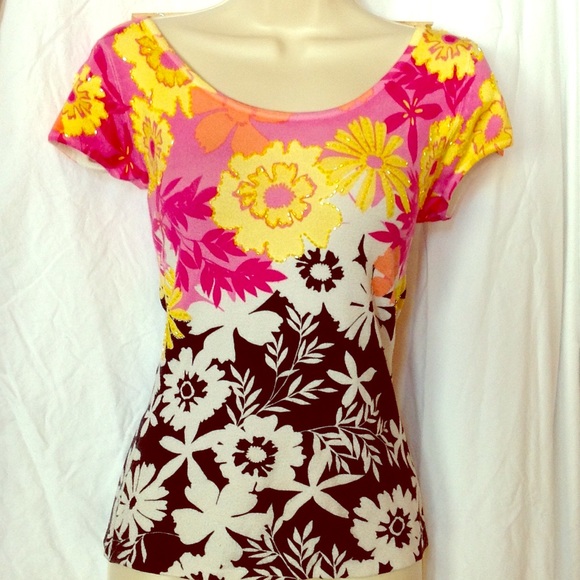 Cache Tops - 💐CACHE COLORFUL RETRO SPRING KNIT TOP, FIRM $