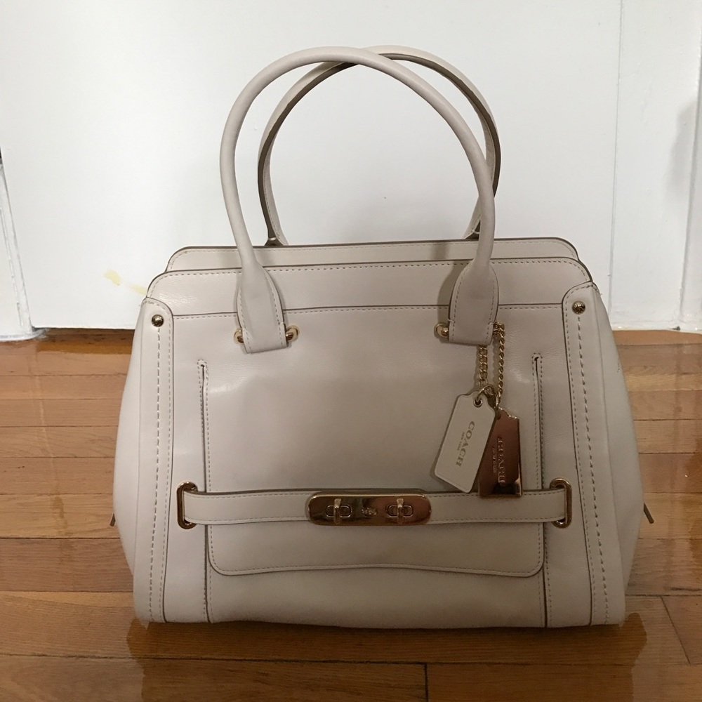 White leather Coach bag