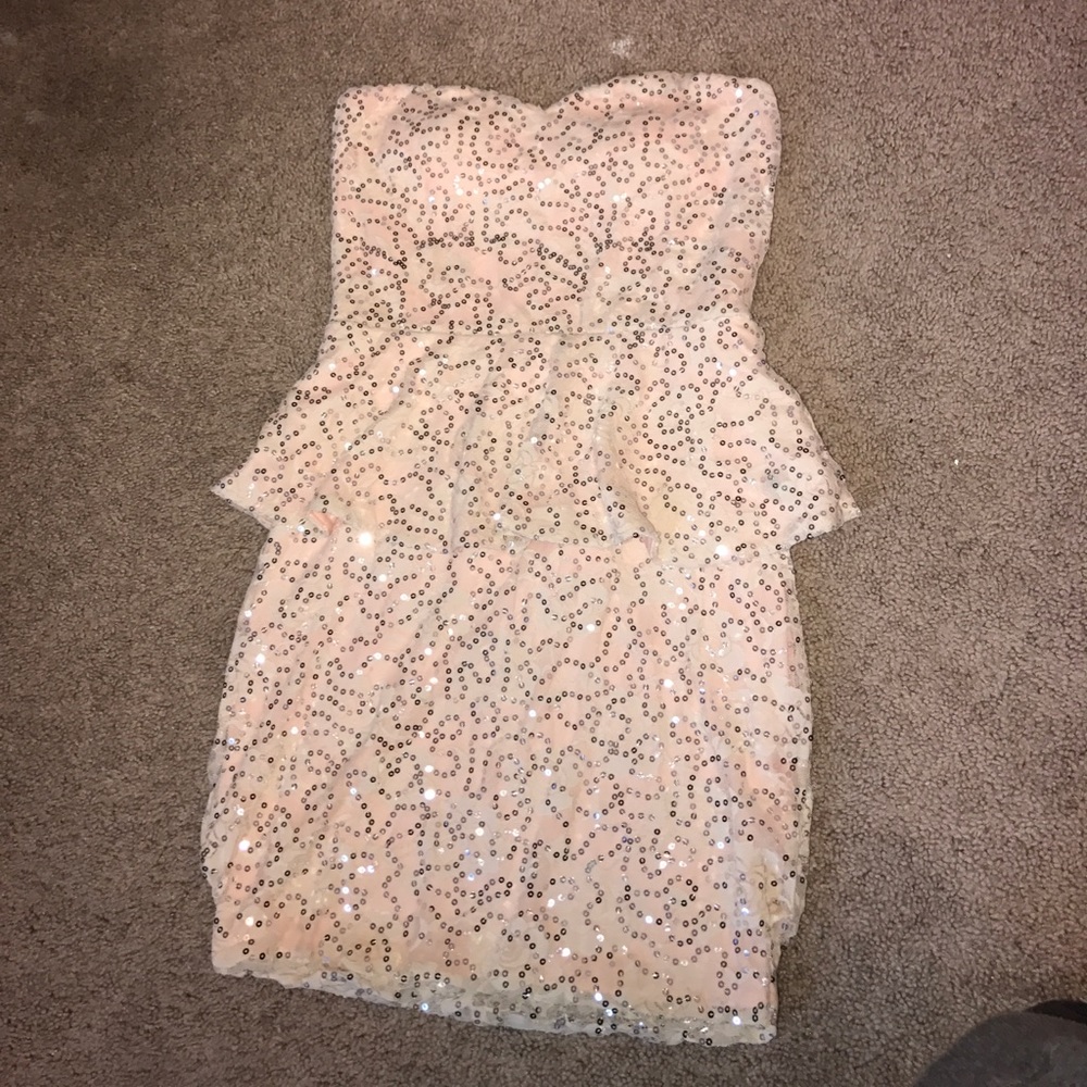 Lily Rose Strapless Peplum Sequin Dress