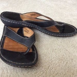 Born Black Leather Thong Sandals