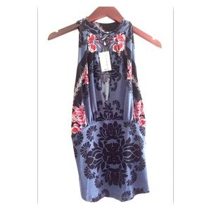 Free People sleeveless keyhole floral top