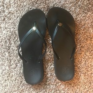 Black Tory Butch Flip Flops Size 10