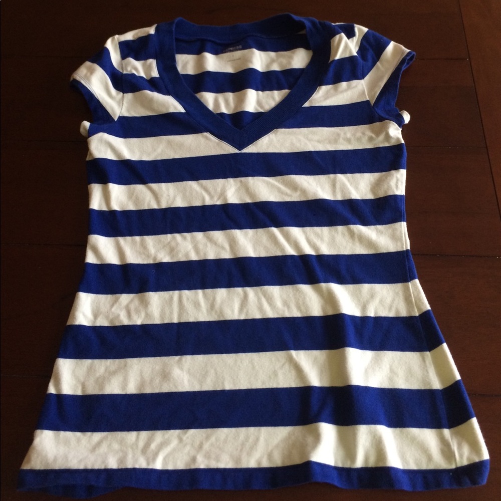 Express striped stretchy cap sleeve