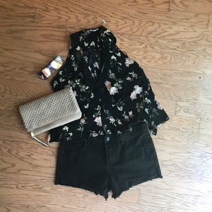 Free people black jean shorts. Never worn