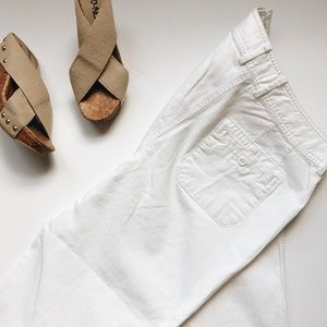 CHICOS, white cotton spandex crop pants