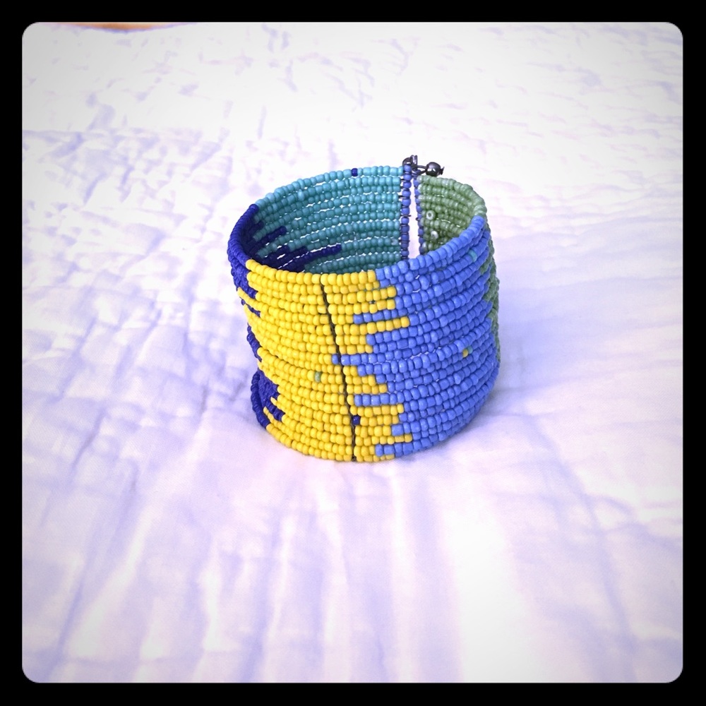 Colorful beaded cuff bracelet - expandable