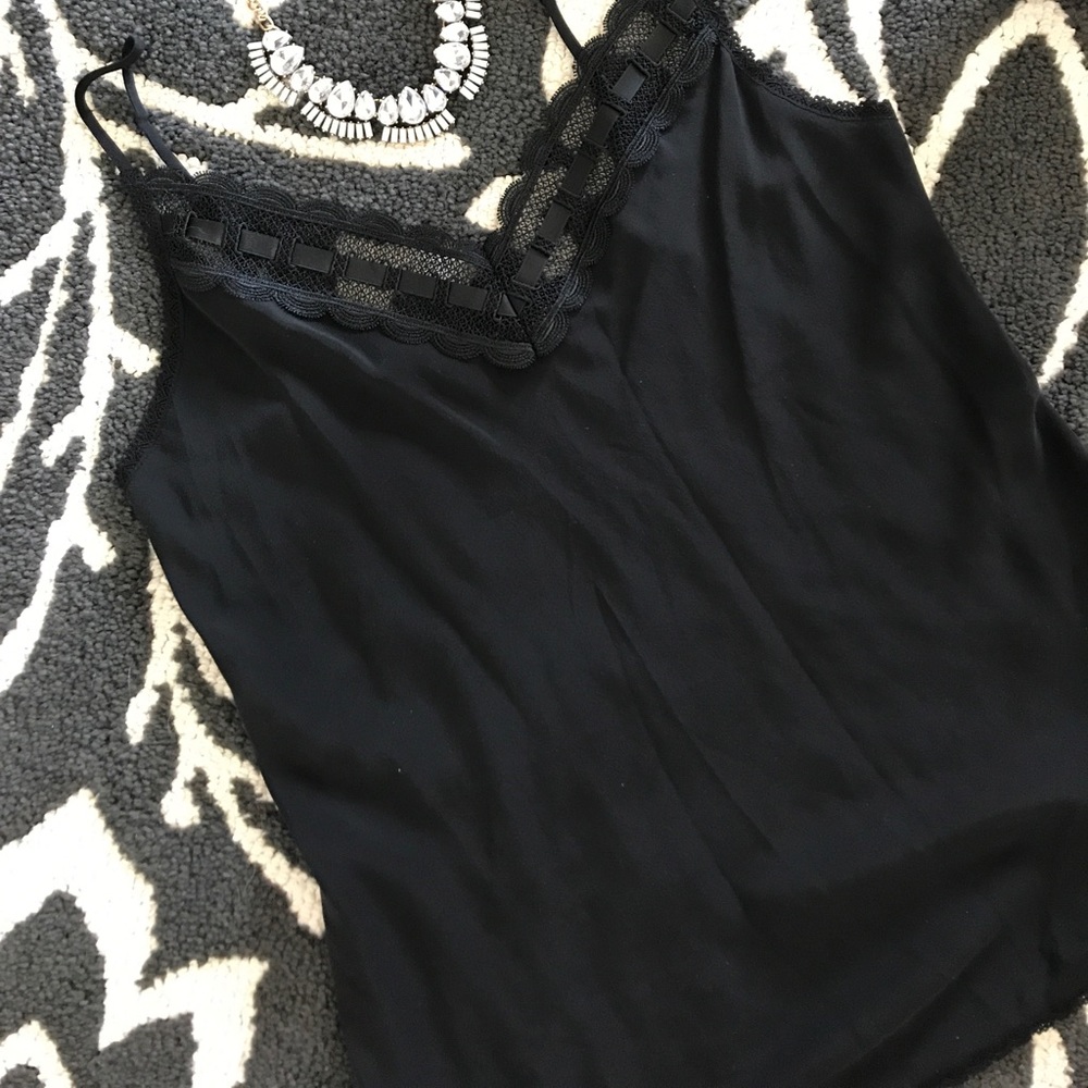 NWT Black Size 6 slim camisole with lace detail