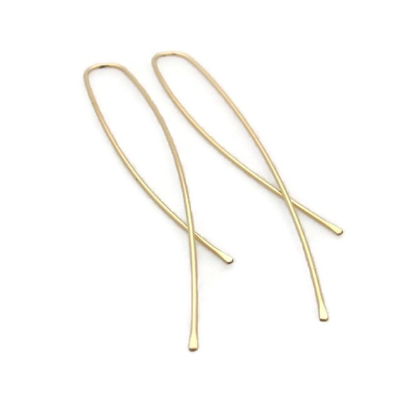 LONG Lightweight Inverted Threader Hoop Earrings - Picture 3 of 7