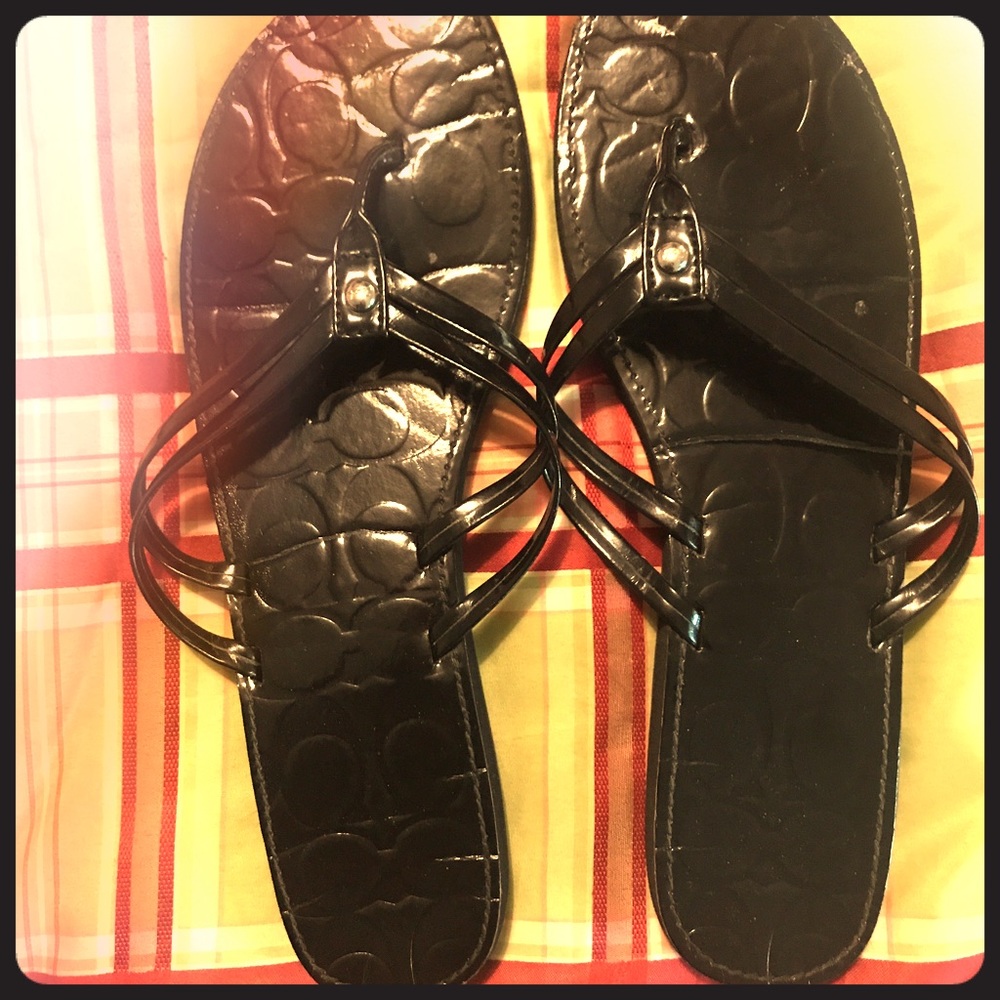 Coach Black Flip Flops