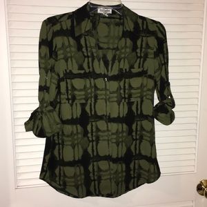 Express portofino button down sheer top sz s