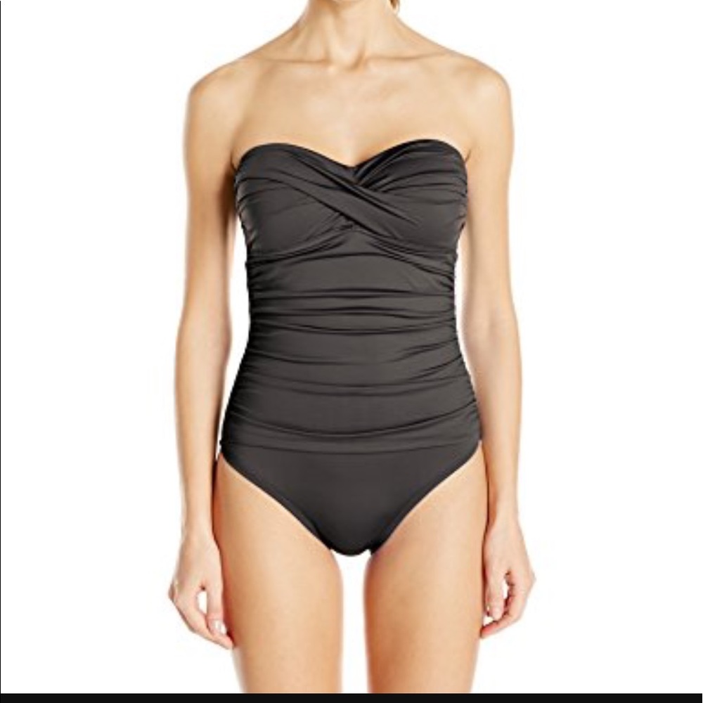 Lark and Ro Bandeau Swimsuit with removable strap