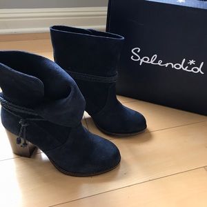 Splendid navy blue suede booties