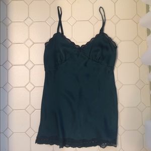 Satin/Silk Teal Lace Tank Top