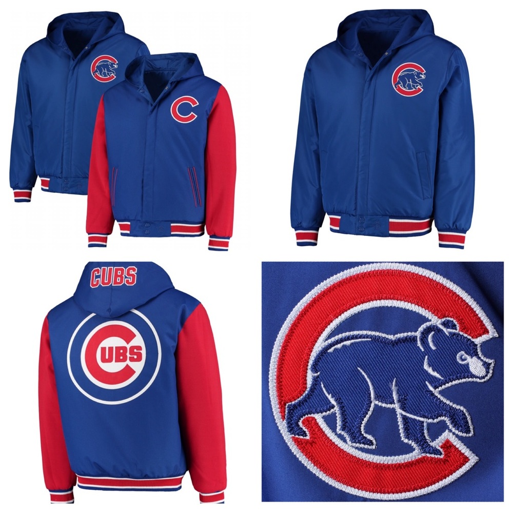 Chicago Cubs  Reversible Hooded Jacket - Royal/Red