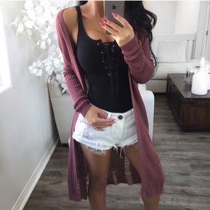 🆕 Mauve Distressed LS Cardigan