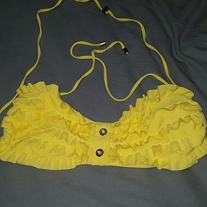 Yellow Ruffle Bikini Top