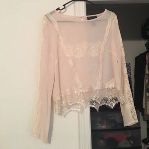 H&M long-sleeved sheer & lace blouse H&M long-sleeved sheer & lace blouse