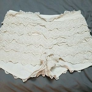 Cream Ruffle Shorts
