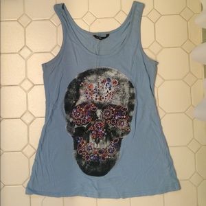 Light Blue Jewell Skull Tank Top