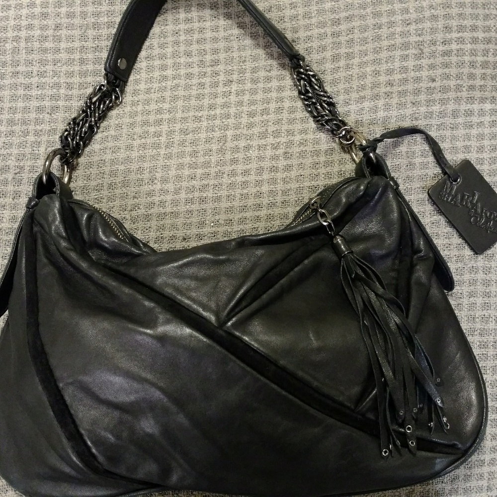 Soft black leather shoulder cole haan bag