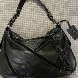 Soft black leather shoulder cole haan bag