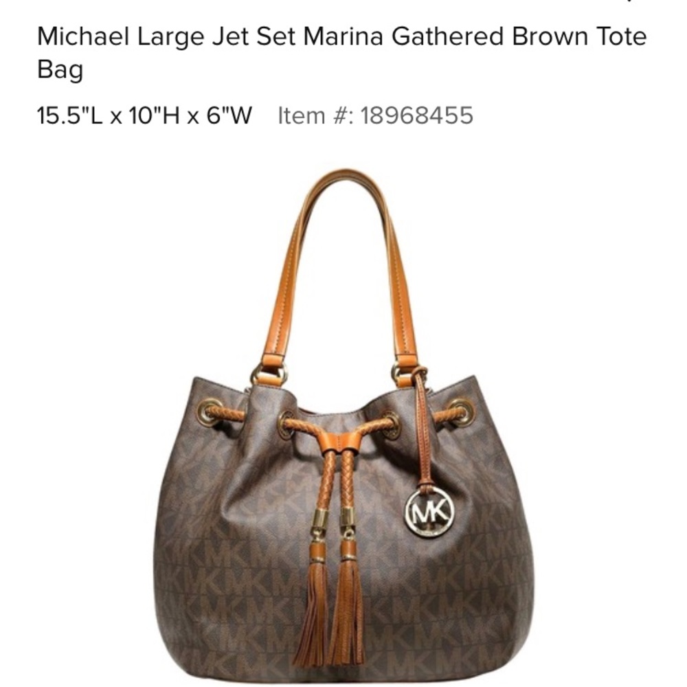 Michael Large Jet Set Marina Gathered Brown Tote