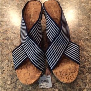 Blue and white striped wedges new with tags !