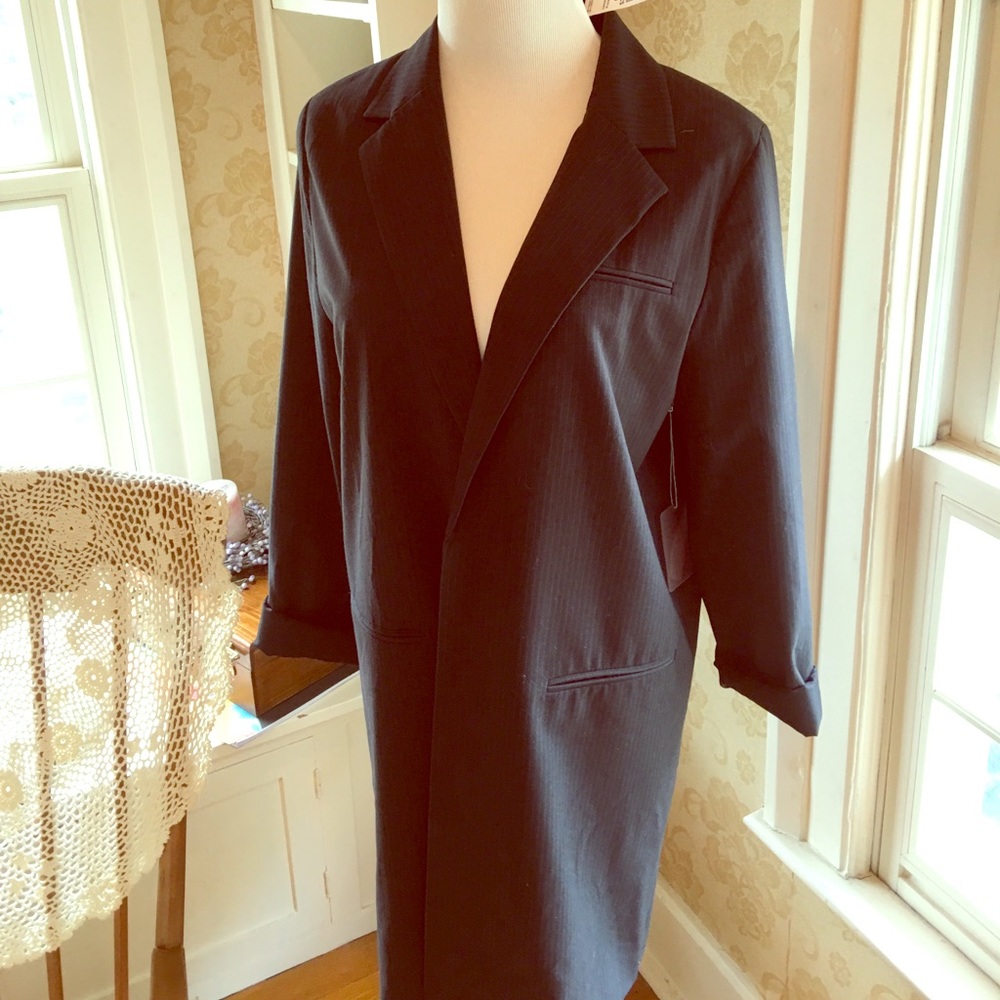 NWT pinstripe poly coat/suit jacket