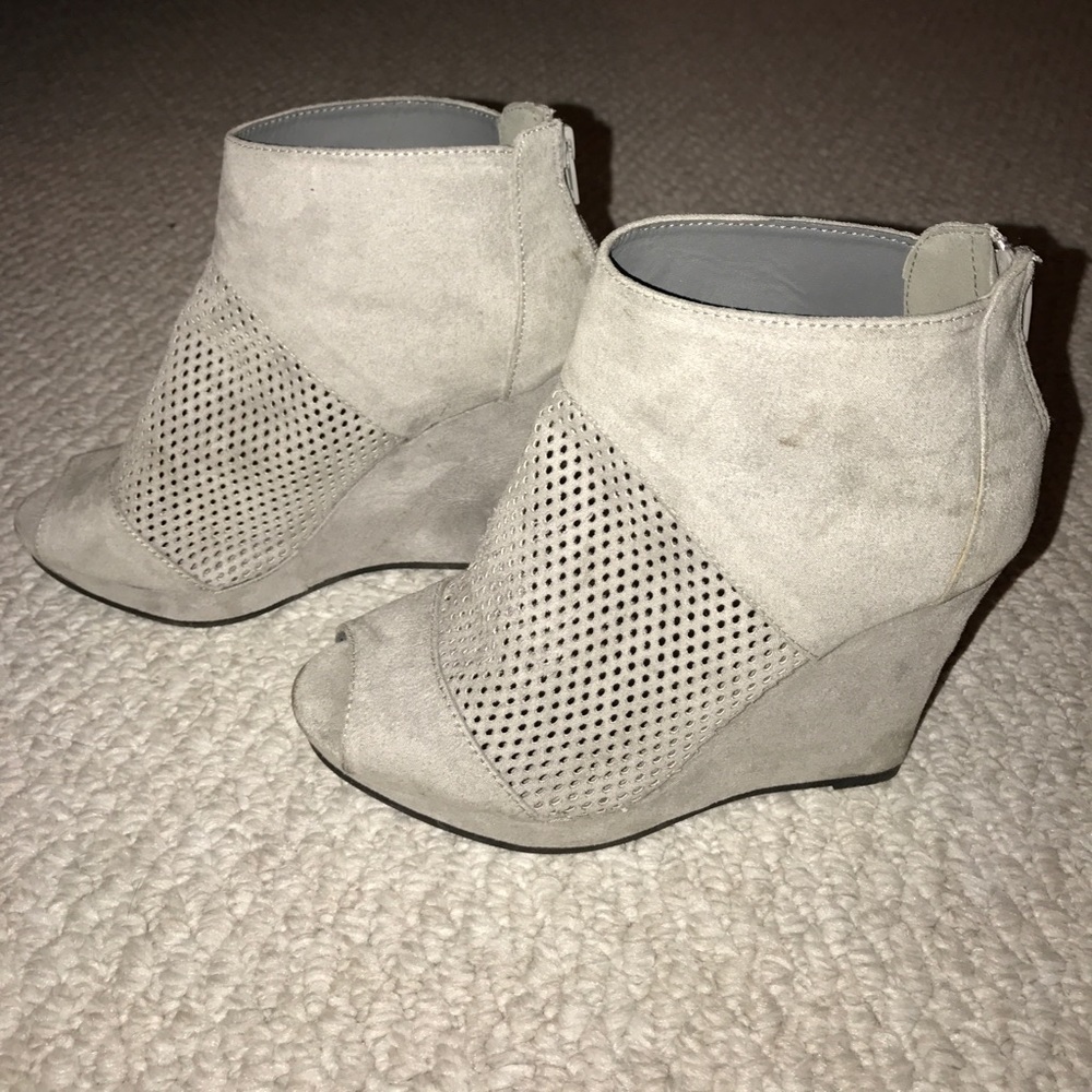 Grey suede wedges