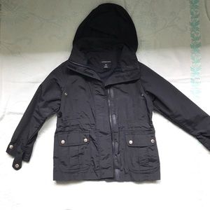 Land's End girl's navy rain jacket with hood