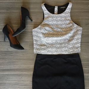 Business chic black & white top