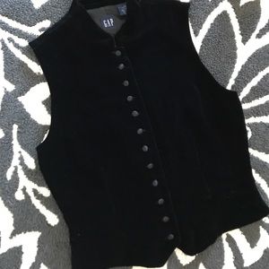 Small black velvet button up tailored vest