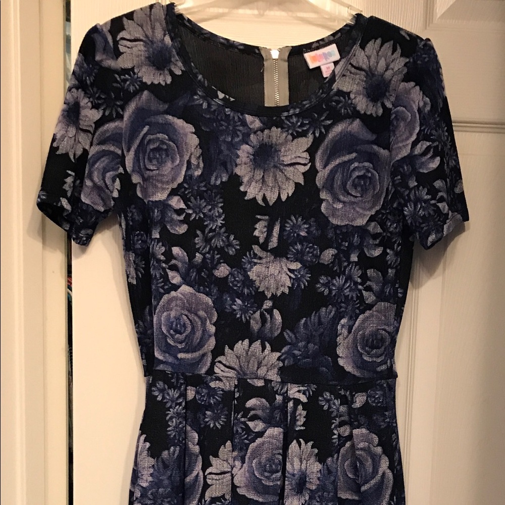 LuLaRoe Amelia Black with purple flowers! Sz. Med.