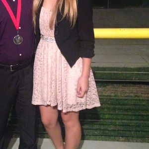 Blush w/ Gold & Silver Accents Short Prom Dress