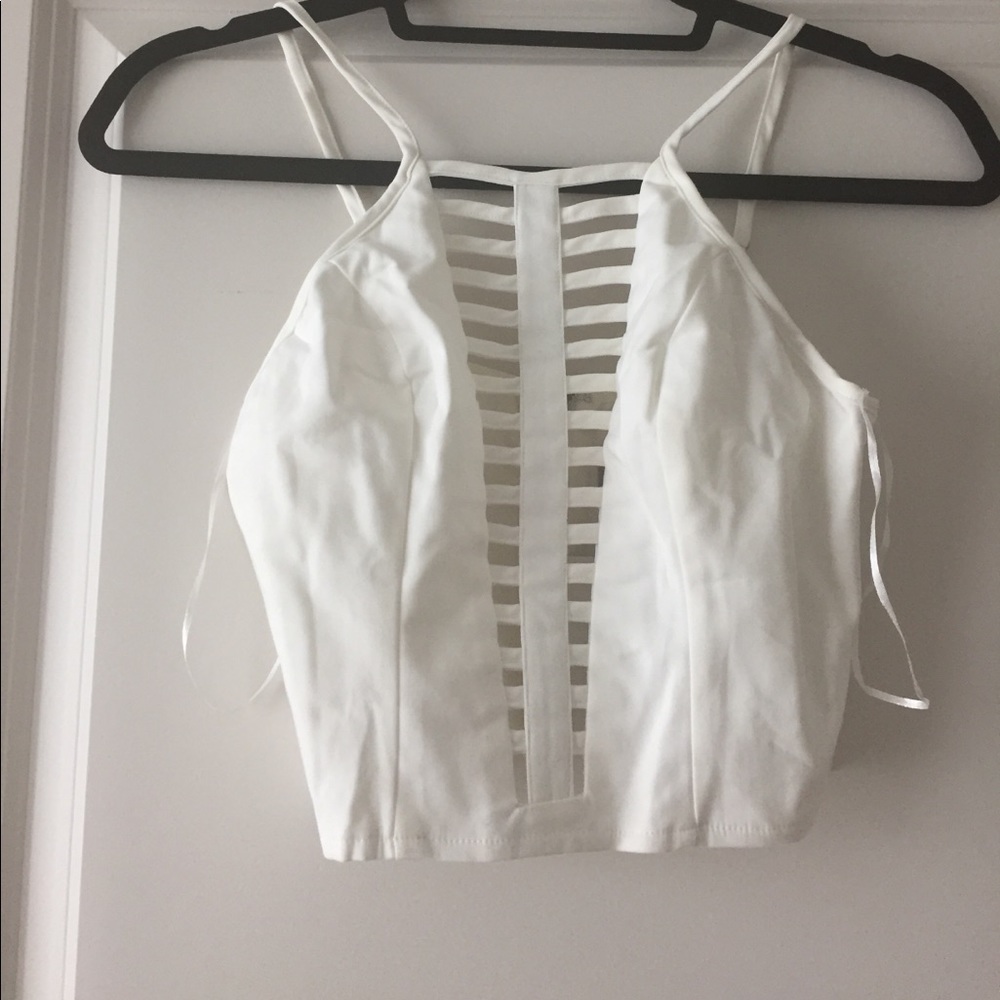 LF white crop top