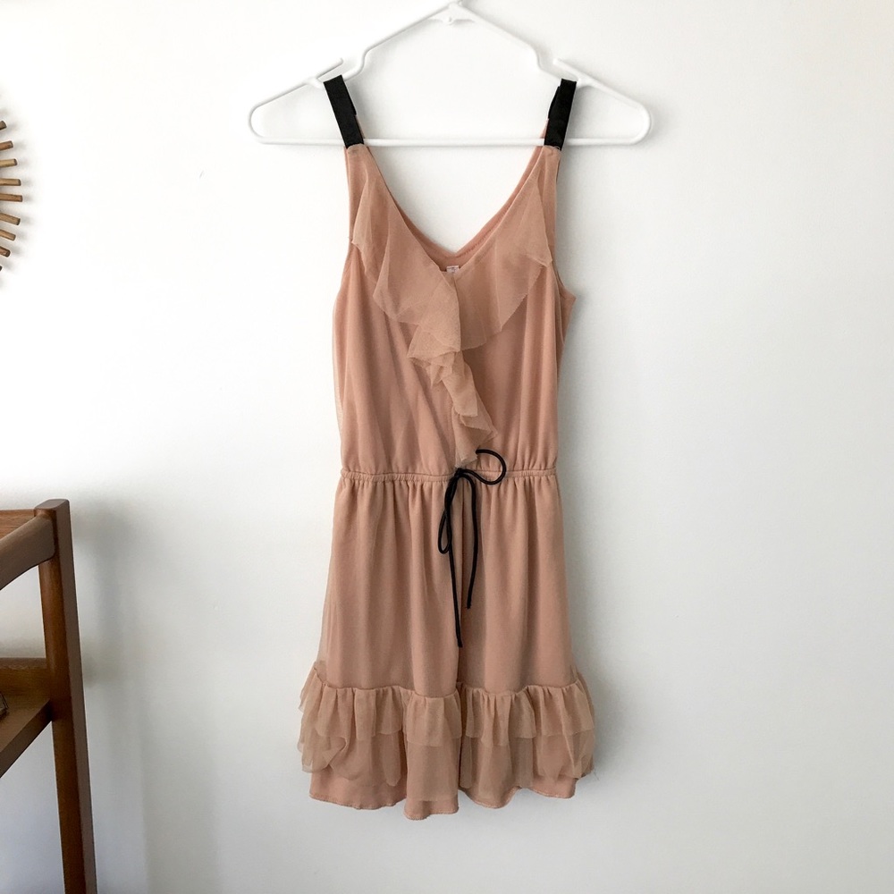 Feminine, blush mini dress