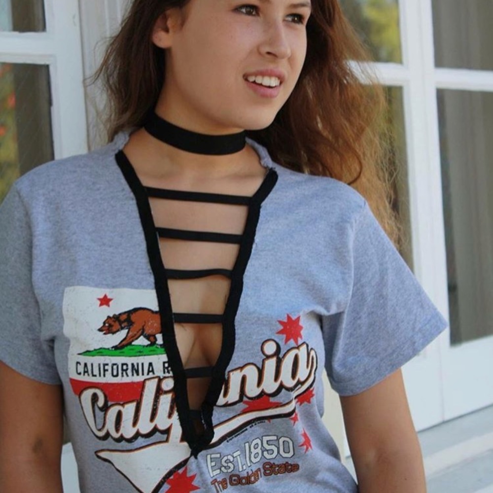 Vintage California Lace Up Tee