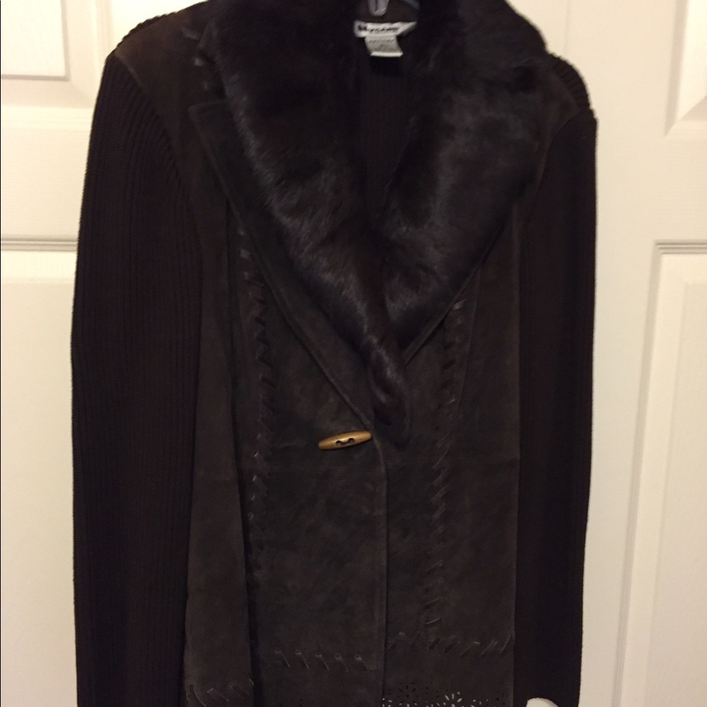Brown Suede Fur Coat SZ M
