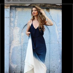 Well known Boston blogger wearing our Ombre Maxi