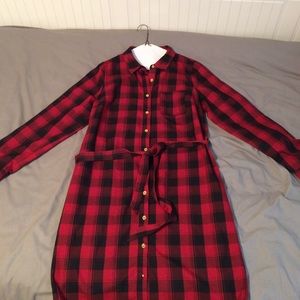 Red and black shirt dress