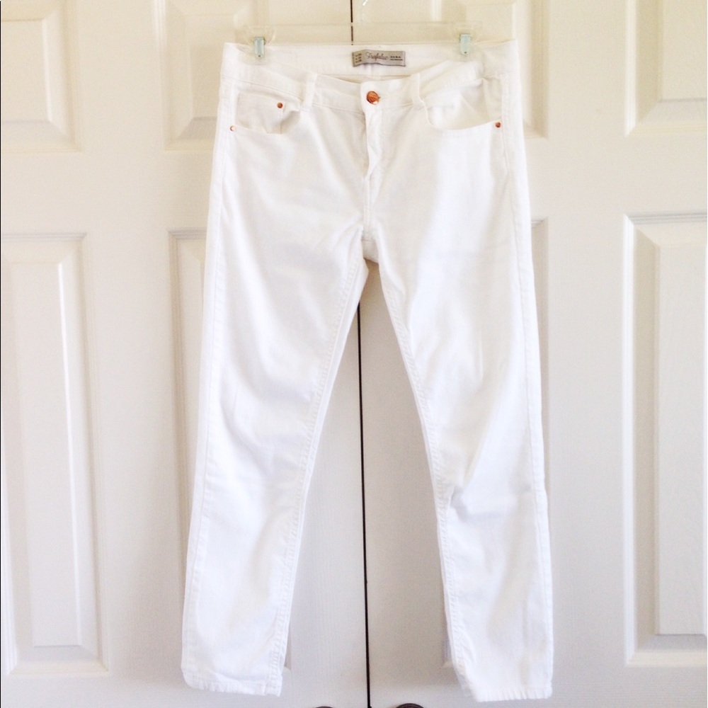 Zara white straight leg jeans