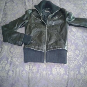 A black express leather jacket