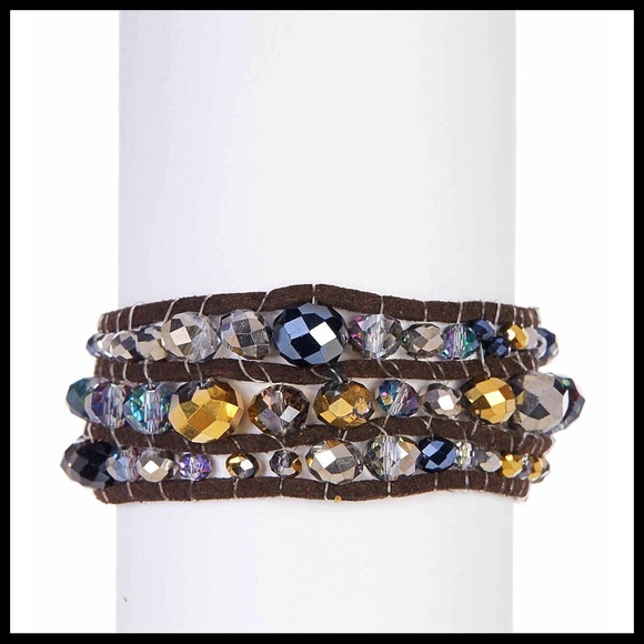 CRYSTAL JEWELED BOHO FESTIVAL CUFF BRACELET - Picture 2 of 8