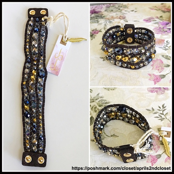 CRYSTAL JEWELED BOHO FESTIVAL CUFF BRACELET - Picture 6 of 8