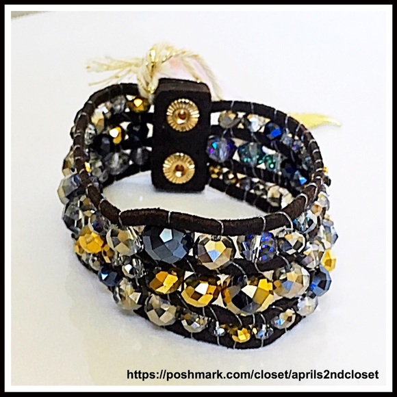 CRYSTAL JEWELED BOHO FESTIVAL CUFF BRACELET - Picture 4 of 8