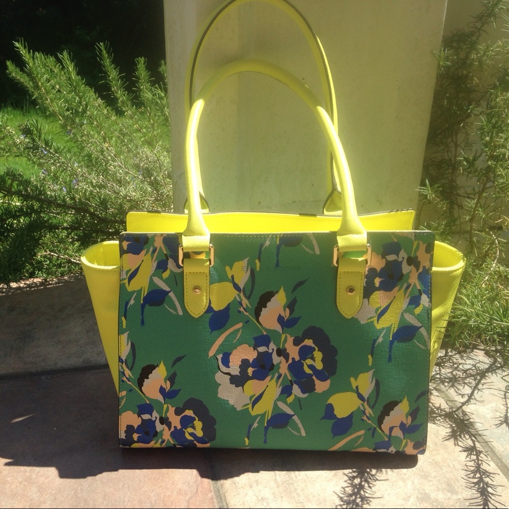 Emma and Sophia Saffiano Leather Floral Bag
