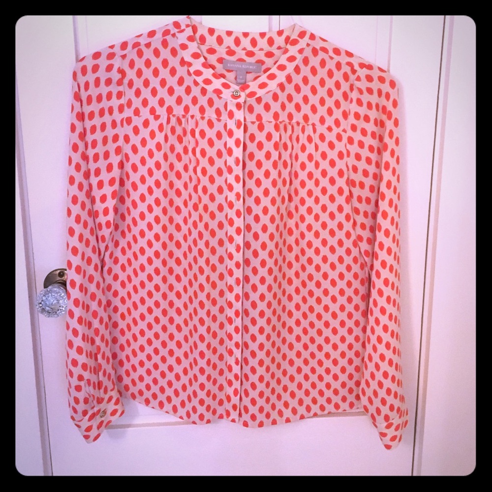 Banana Republic coral and off white blouse
