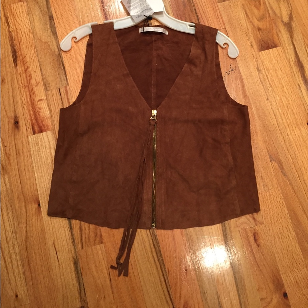 Zara zip-up suede shirt/vest - Picture 2 of 4